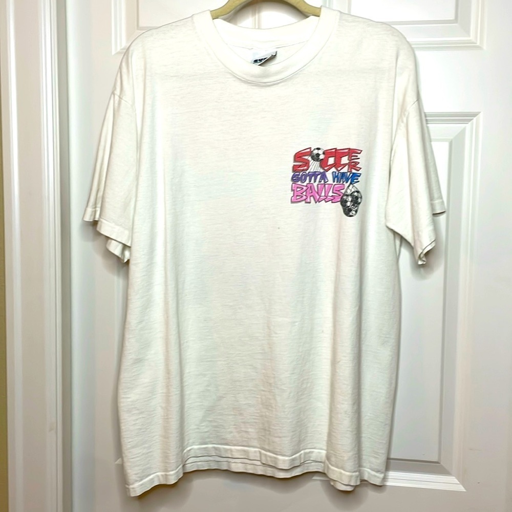 Vintage CYRK Sport Soccer T-shirt Men’s Graphic 1992 Large White Single Stitch